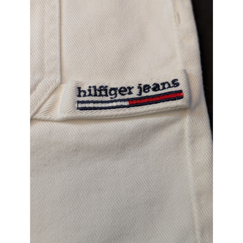 Vintage Tommy Hilfiger Size 6 Women's Cargo Carpenter White Denim Shorts - Picture 2 of 10